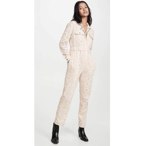 Free People Pants - Free people cream eyelet coverall jumpsuit